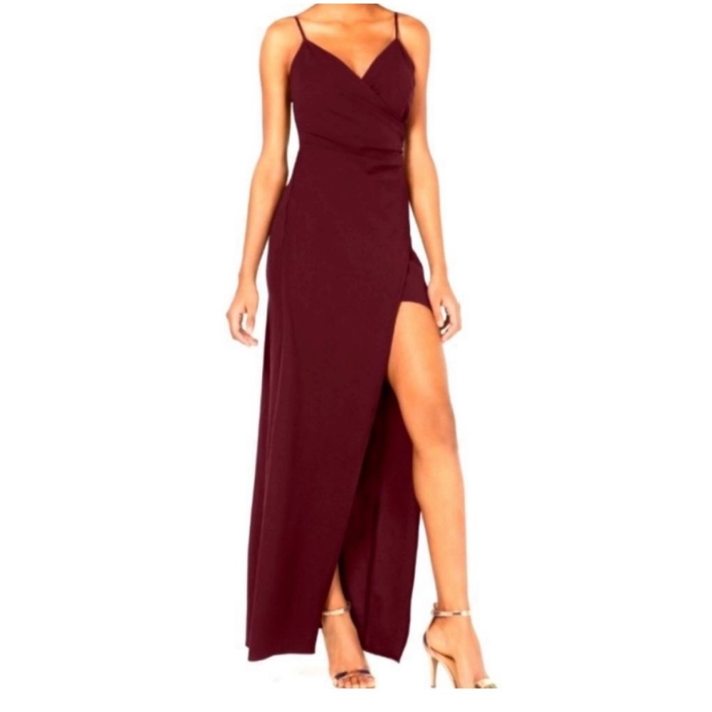 Maroon Prom Dress with Slit